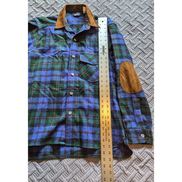 Vintage Woolrich Mens Sz Medium Plaid Wool Blend  w/Leather Elbow Patches - USA - Picture 13 of 16